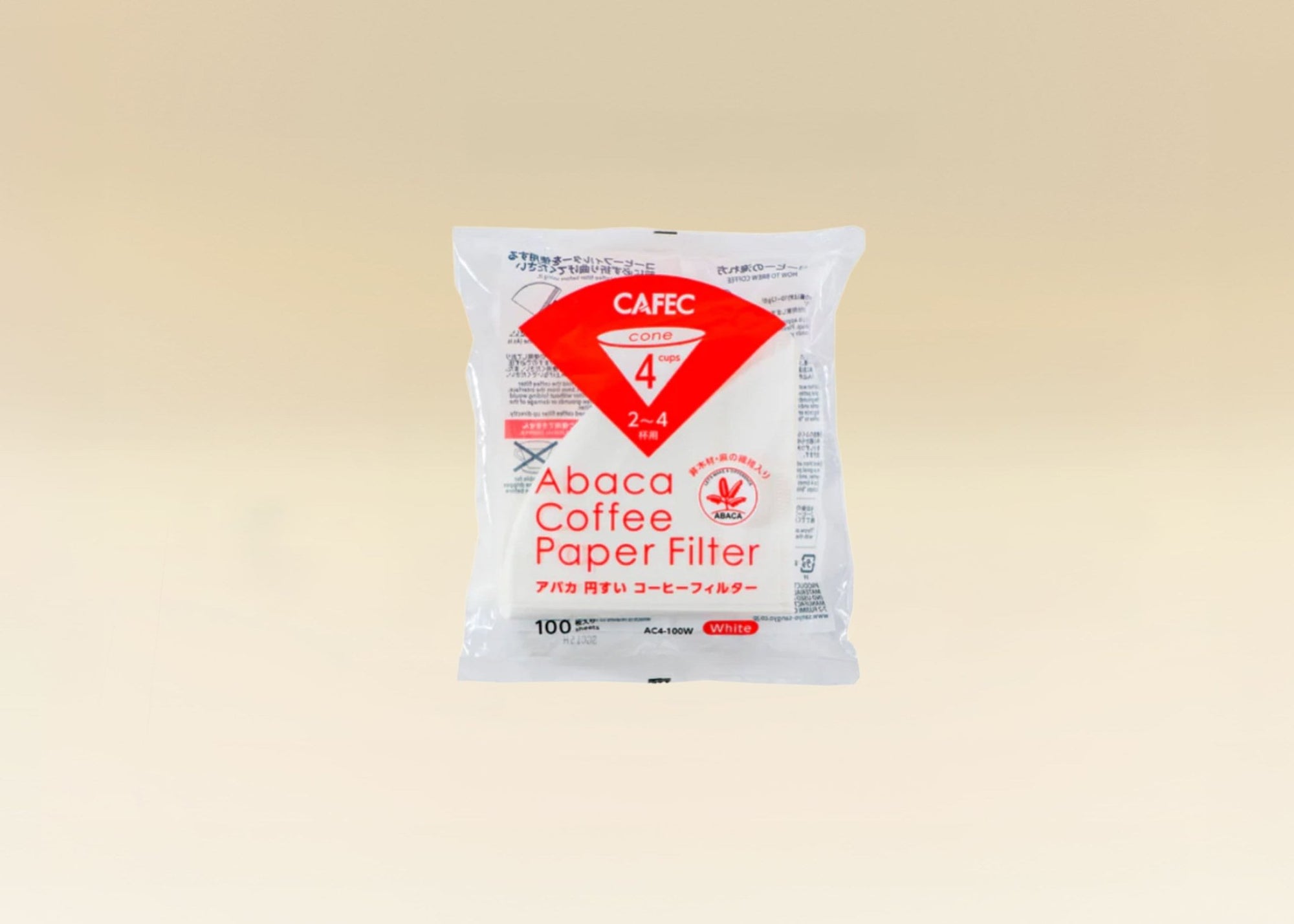 Filtres Abaca Blanc 4 tasses - Cafec (x100) - Dose Family